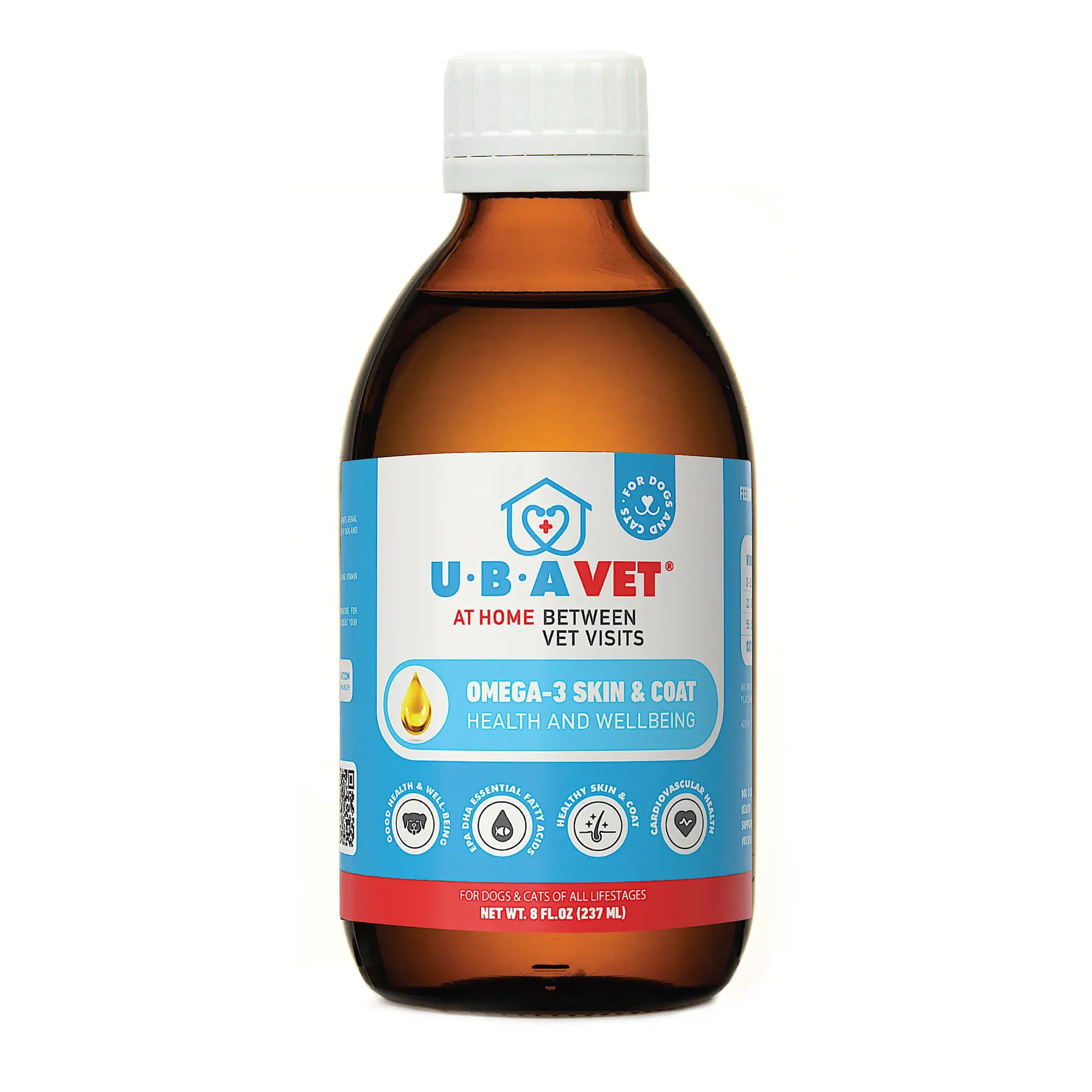 UBAVET Omega-3 Skin & Coat Health and Wellbeing Liquid for Dogs & Cats – 8 fl oz / 237 ml American Pet Supplies