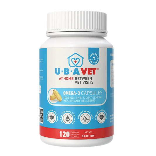 UBAVET Omega-3 Capsules 1000 mg – Skin, Coat & General Health Support for Dogs & Cats (120 ct) American Pet Supplies
