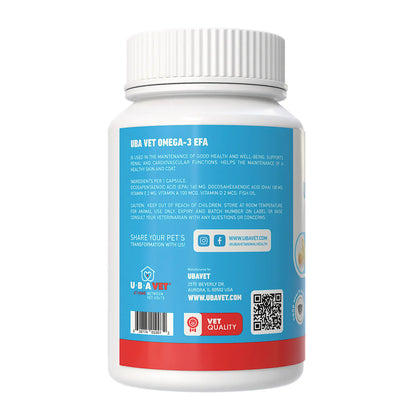 UBAVET Omega-3 Capsules 1000 mg – Skin, Coat & General Health Support for Dogs & Cats (120 ct) American Pet Supplies