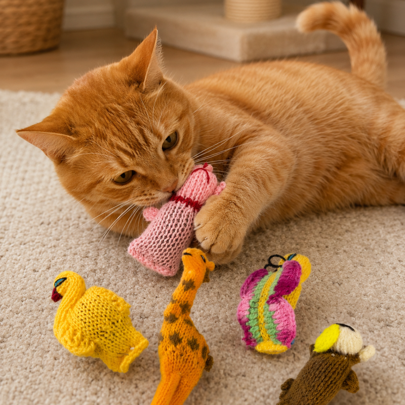 Barn Yarn Animals - Catnip Cat Toys - 50 Piece Pack