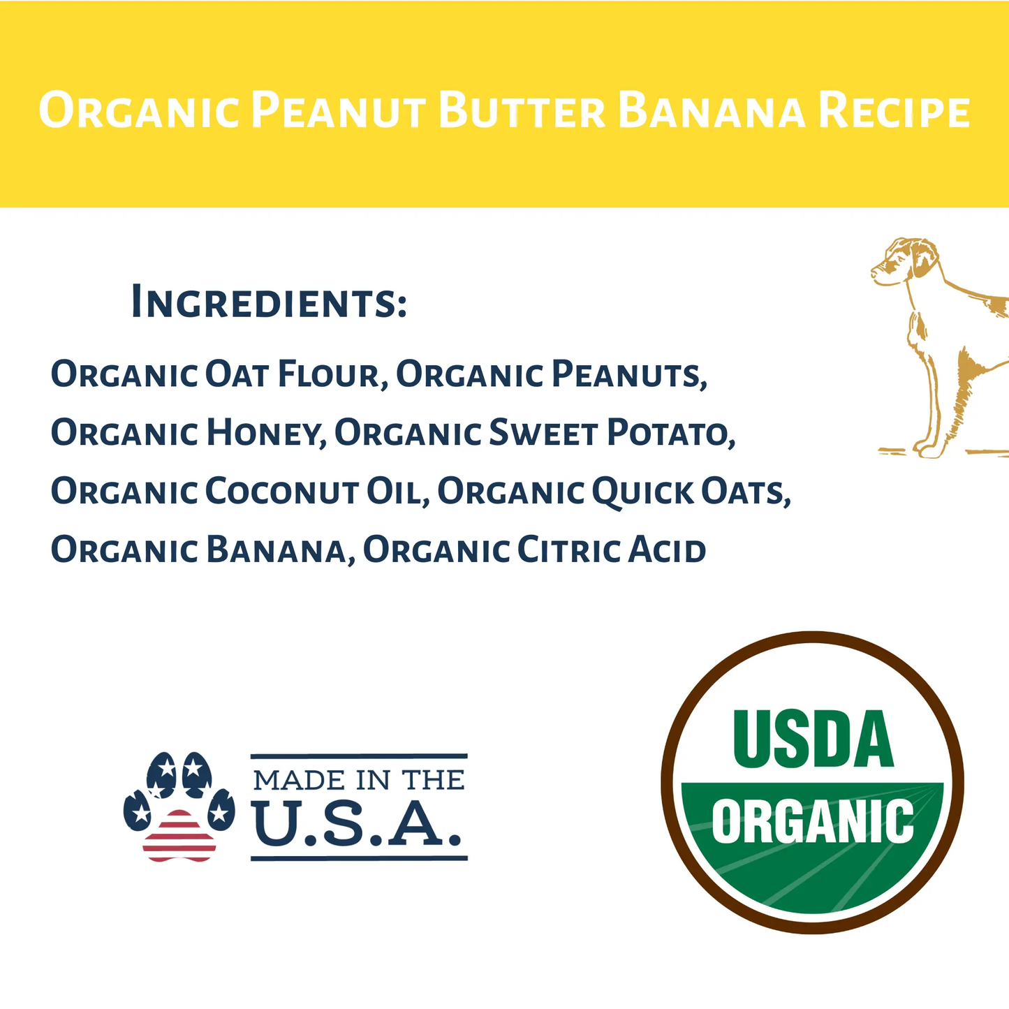 Dog Mamma's Organic Peanut Butter Banana Recipe - USDA Organic Certified Dog Treats Dog Mamma's Organic Dog Treats