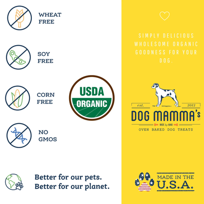 Dog Mamma's Organic Peanut Butter Banana Recipe - USDA Organic Certified Dog Treats Dog Mamma's Organic Dog Treats