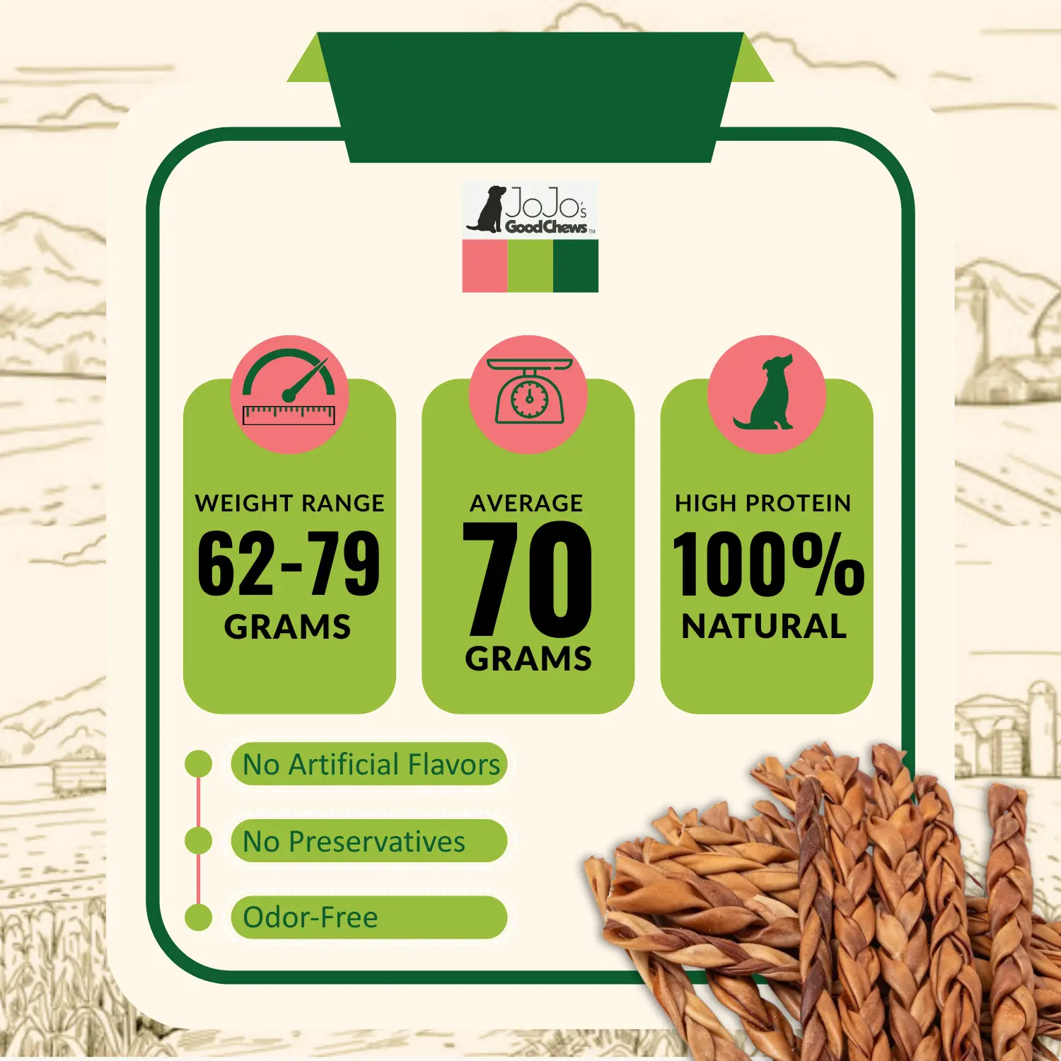 All-Natural Braided Collagen Stick Dog Treats, Supports Joint, Skin & Coat Health – 12-Inch Standard (25/Case) American Pet Supplies