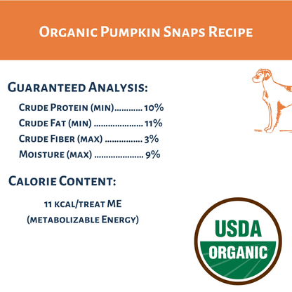Dog Mamma's Organic Pumpkin Snaps Recipe- USDA Organic Certified Dog Treats Dog Mamma's Organic Dog Treats