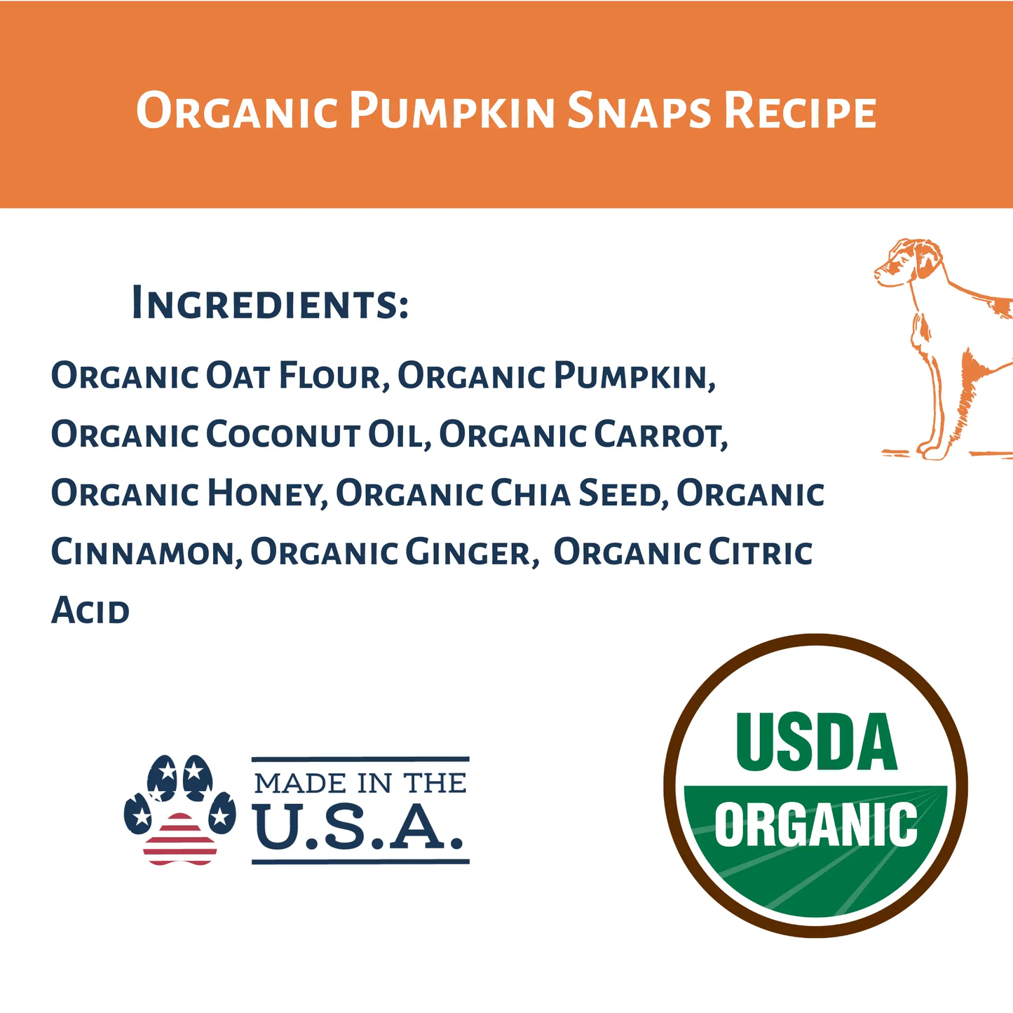 Dog Mamma's Organic Pumpkin Snaps Recipe- USDA Organic Certified Dog Treats Dog Mamma's Organic Dog Treats