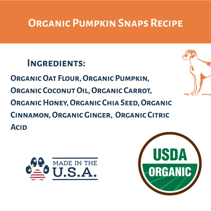 Dog Mamma's Organic Pumpkin Snaps Recipe- USDA Organic Certified Dog Treats Dog Mamma's Organic Dog Treats