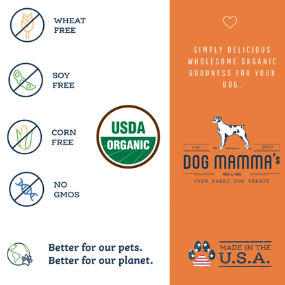 Dog Mamma's Organic Pumpkin Snaps Recipe- USDA Organic Certified Dog Treats Dog Mamma's Organic Dog Treats