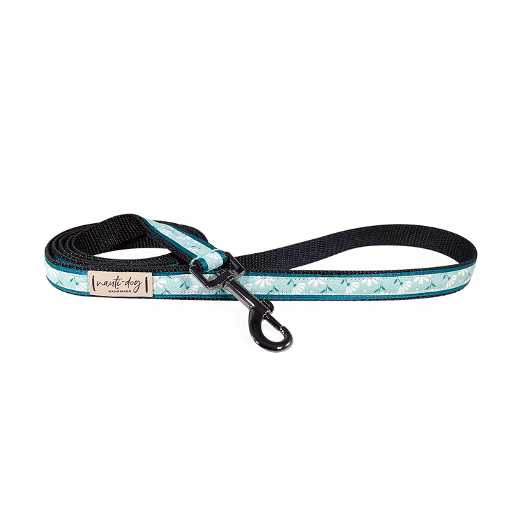 Paperwhite Sea Glass Green Daisy Floral Ribbon Dog Leash Nauti-dog Handmade