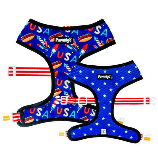 Red, White & Bark Reversible Harness Pawmigo