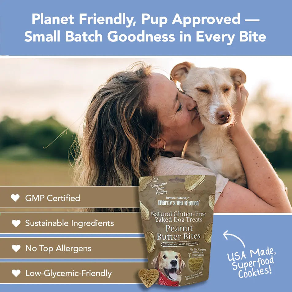 All-Natural Peanut Butter Dog Treats - Homemade-All Natural Dog Treats for Digestive Help - Gluten Free Healthy Human Grade Dog Biscuits for Sensitive Stomachs- USA Made Marcy's Pet Kitchen