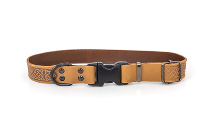 Celtic Sport Khaki Leather Dog Collar Euro-Dog Collars and Leads