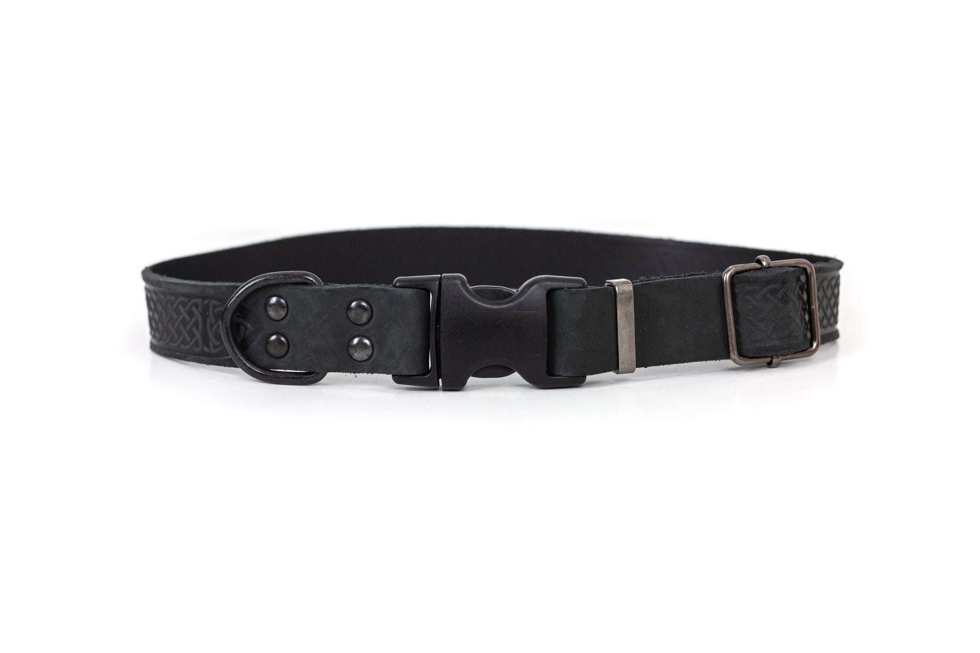 Celtic Sport Midnight Black Leather Dog Collar Euro-Dog Collars and Leads