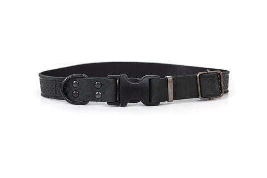 Celtic Sport Midnight Black Leather Dog Collar Euro-Dog Collars and Leads