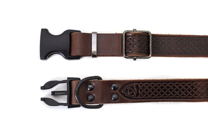 Celtic Sport Chocolate Leather Dog Collar Euro-Dog Collars and Leads