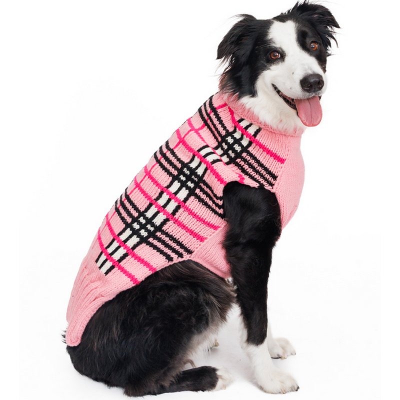 Derby Pink Plaid Dog Sweater