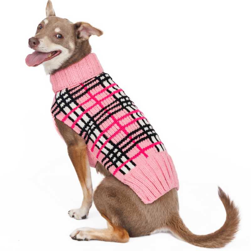 Derby Pink Plaid Dog Sweater