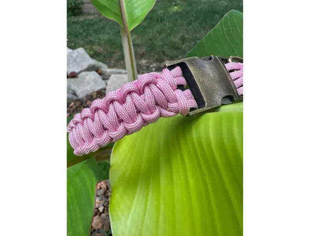Cobra Braid in Pink & White Stripes - Handmade Dog Collar Pawsh Pup Co.