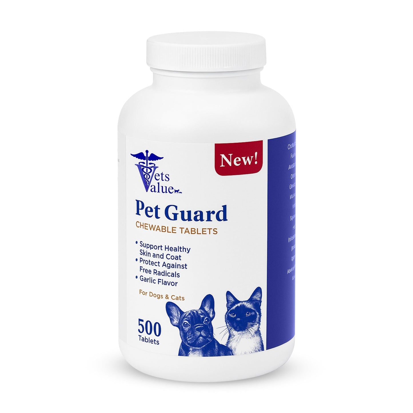Pet Guard Chewable Tablets for Dogs and Cats – Helps Maintain Healthy Skin and Coat, Garlic Flavor - 500 Count- Natural Flea & Tick Horizon Animal Care