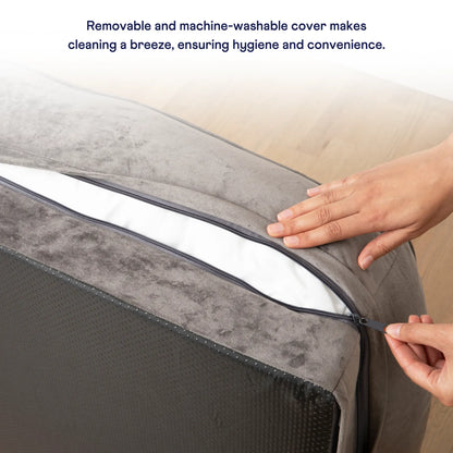 PupChill™ Cooling Bolster Dog Bed + Waterproof Blanket Bundle - Arctic Grey Paw.com