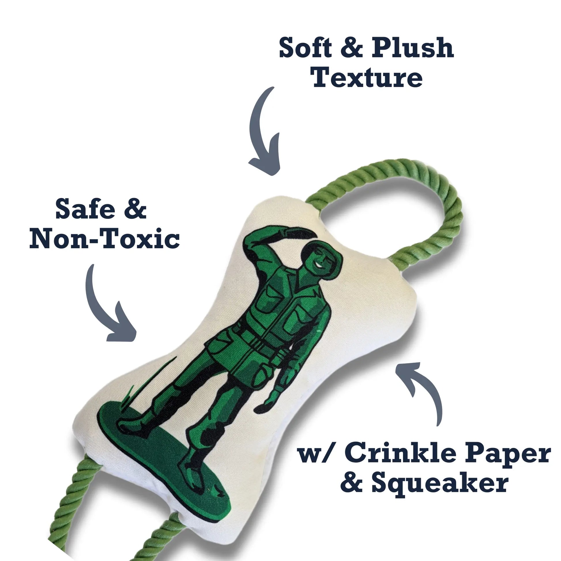 Retro Soldier with Squeaker & Crinkle Paper Plush Dog Toy American Pet Supplies