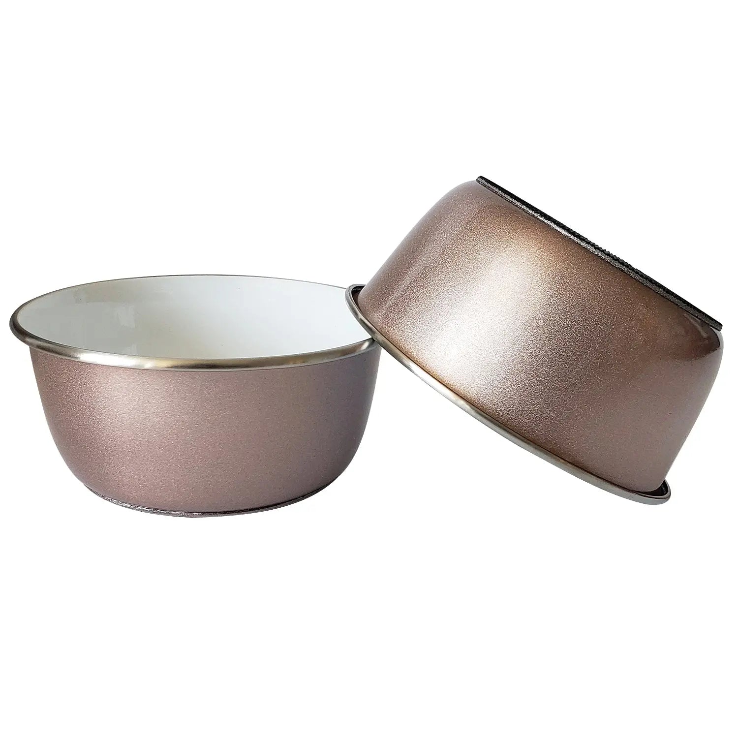 Deep Dog Bowl with Paw Print Design – Stainless Steel Bowl, Ideal for Small, Medium to Large Dogs – Rose Gold American Pet Supplies