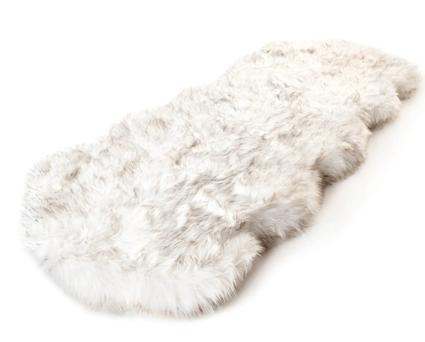 PupRug™ Runner Faux Fur Memory Foam Dog Bed - Curve White with Brown Accents Paw.com