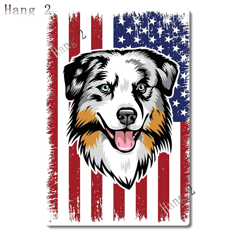 Aussie Metal Tin Sign Wall Decor Australian Shepherd Dog Bath Soap Poster Hanging Plaque Aluminum Signage Posters 8x12 Inch