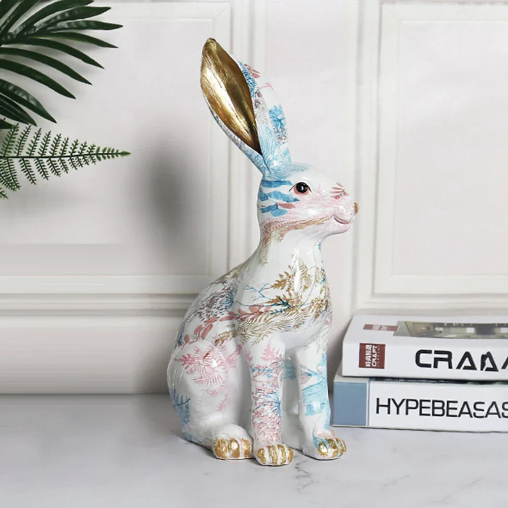 Shunmaii Lifelike Resin Rabbit Statue - Easter Bunny Ornament