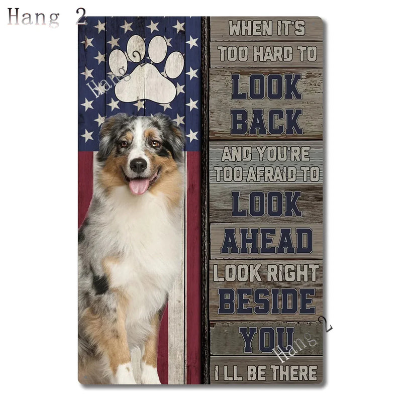 Aussie Metal Tin Sign Wall Decor Australian Shepherd Dog Bath Soap Poster Hanging Plaque Aluminum Signage Posters 8x12 Inch