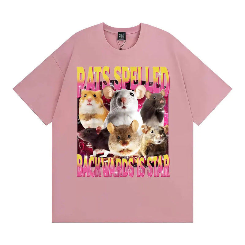 Rats Spelled Backwards Is Star Funny Rat Meme T Shirts Men Women Retro Humor Short Sleeve T-shirts Oversized 100% Cotton T-shirt