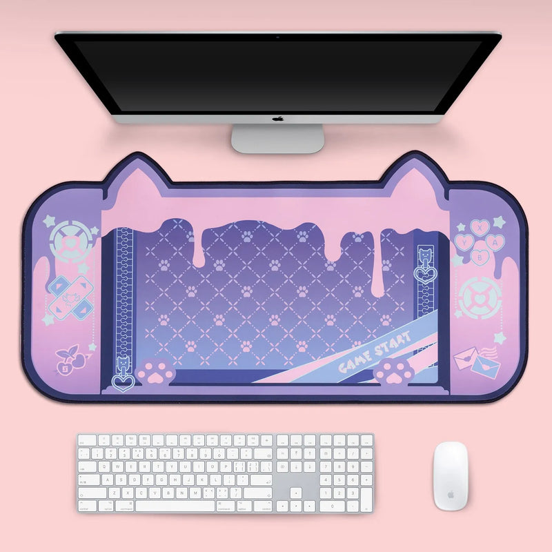 Big Mouse Pad Cute Cat Ears Desk Pad Thicken Computer Games Non-slip Pink Girl Cartoon Super Cute For Girl Game Boy 80CM*40CM