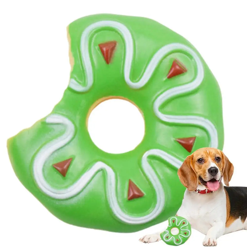 Dog Squeak Chew Toy - Plush Donut Burger Ice Cream Style