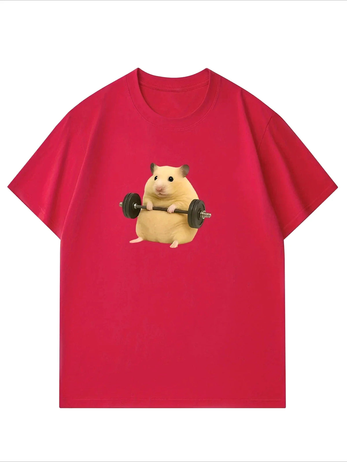 Women's Light Green Hamster Lifting Weights Graphic Harajuku Short Sleeve Casual Meme T-shirt Clothing Street Aesthetic Clothes
