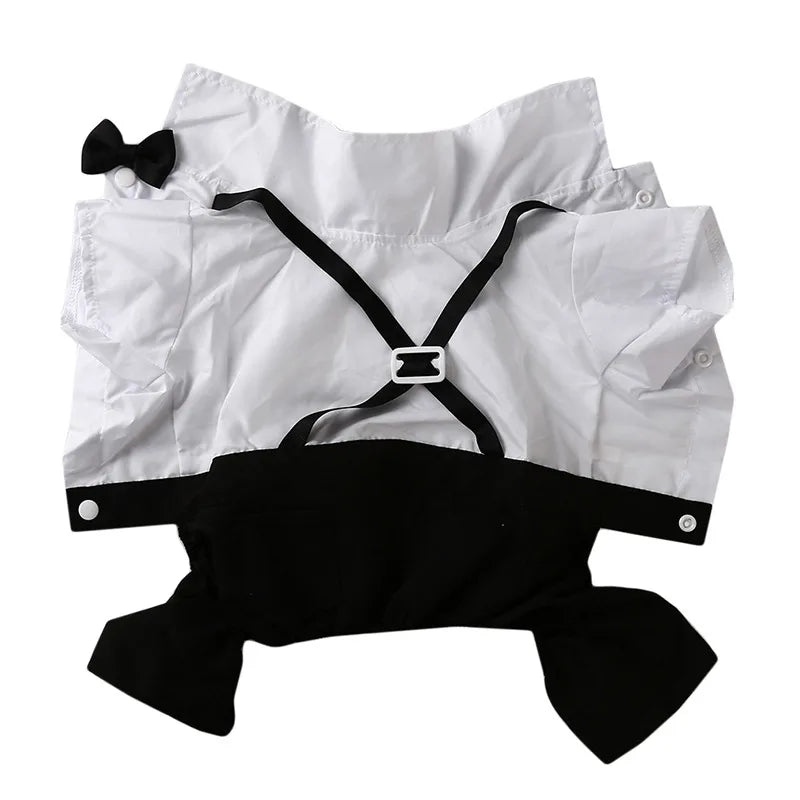 English Style Gentleman Dog Dress Puppy Suit with Tie for Formal Occasions Four Seasons Wedding Pet Photo Teddy Clothes