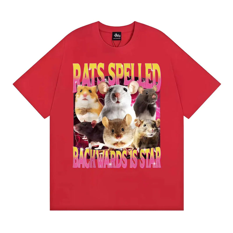 Rats Spelled Backwards Is Star Funny Rat Meme T Shirts Men Women Retro Humor Short Sleeve T-shirts Oversized 100% Cotton T-shirt