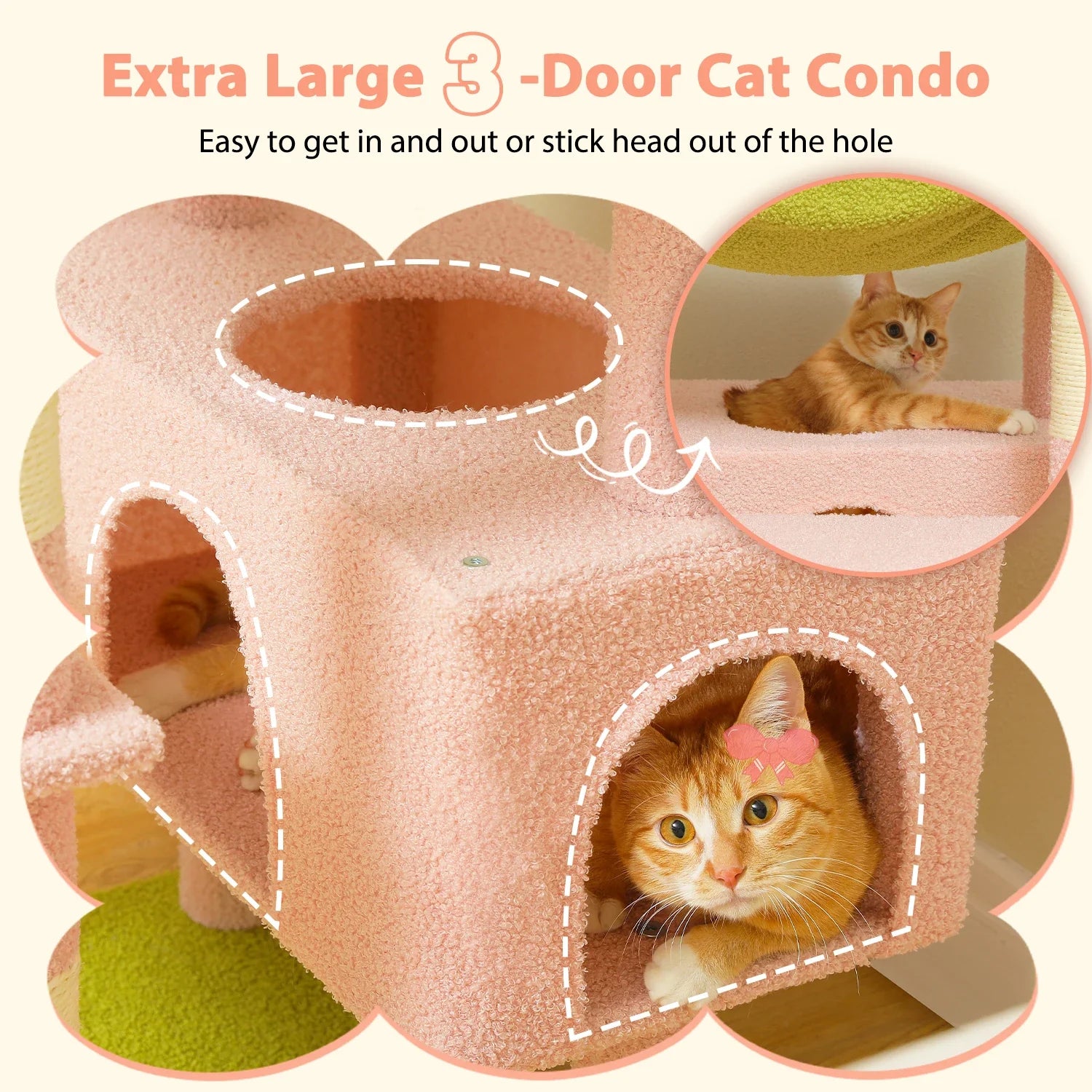 Pequlti 72" Multi-Level Cat Tree Tower with Condo & Hammock