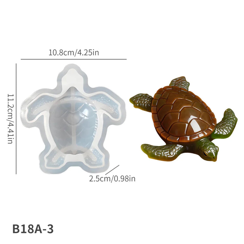 Reptile Resin Casting Silicone Mold - Turtle, Lizard & Frog DIY Plaster & Epoxy Mold for Mini Animal Figurines & Ornaments