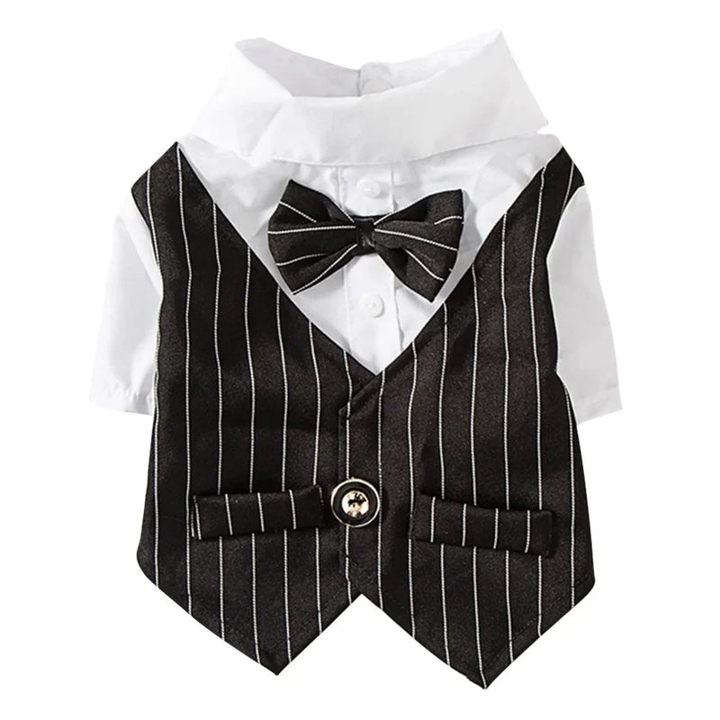 English Style Gentleman Dog Dress Puppy Suit with Tie for Formal Occasions Four Seasons Wedding Pet Photo Teddy Clothes