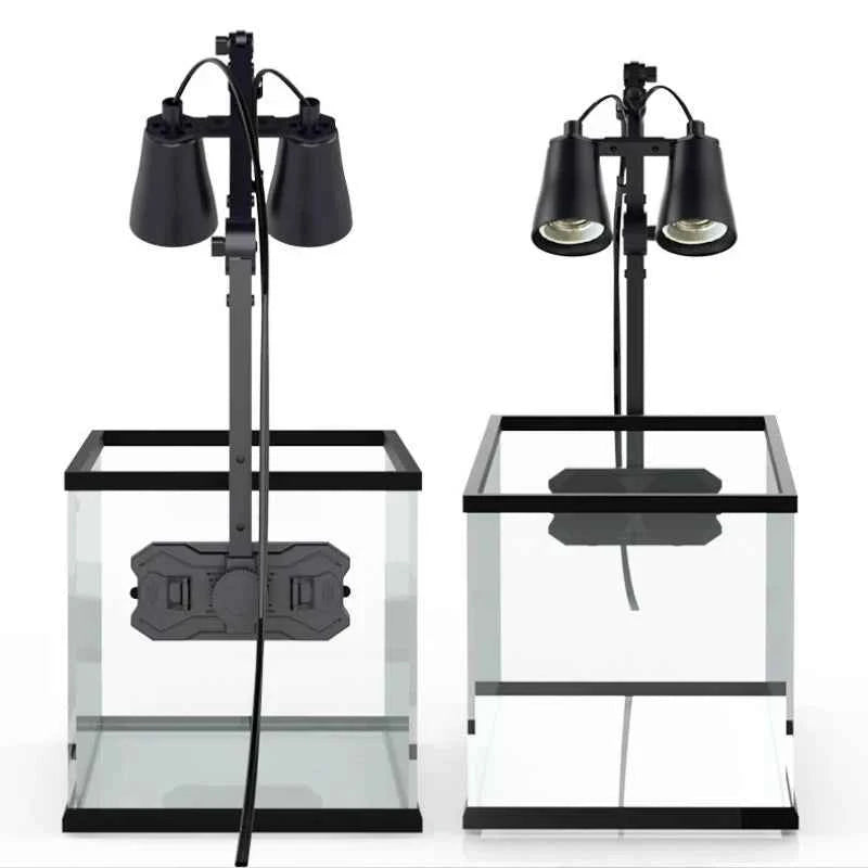 Reptile Terrarium Adjustable Dual-head Lamp Stand Adsorption Removable UVB UVA Lamp Stand Reptile Habitat Supplement Calcium