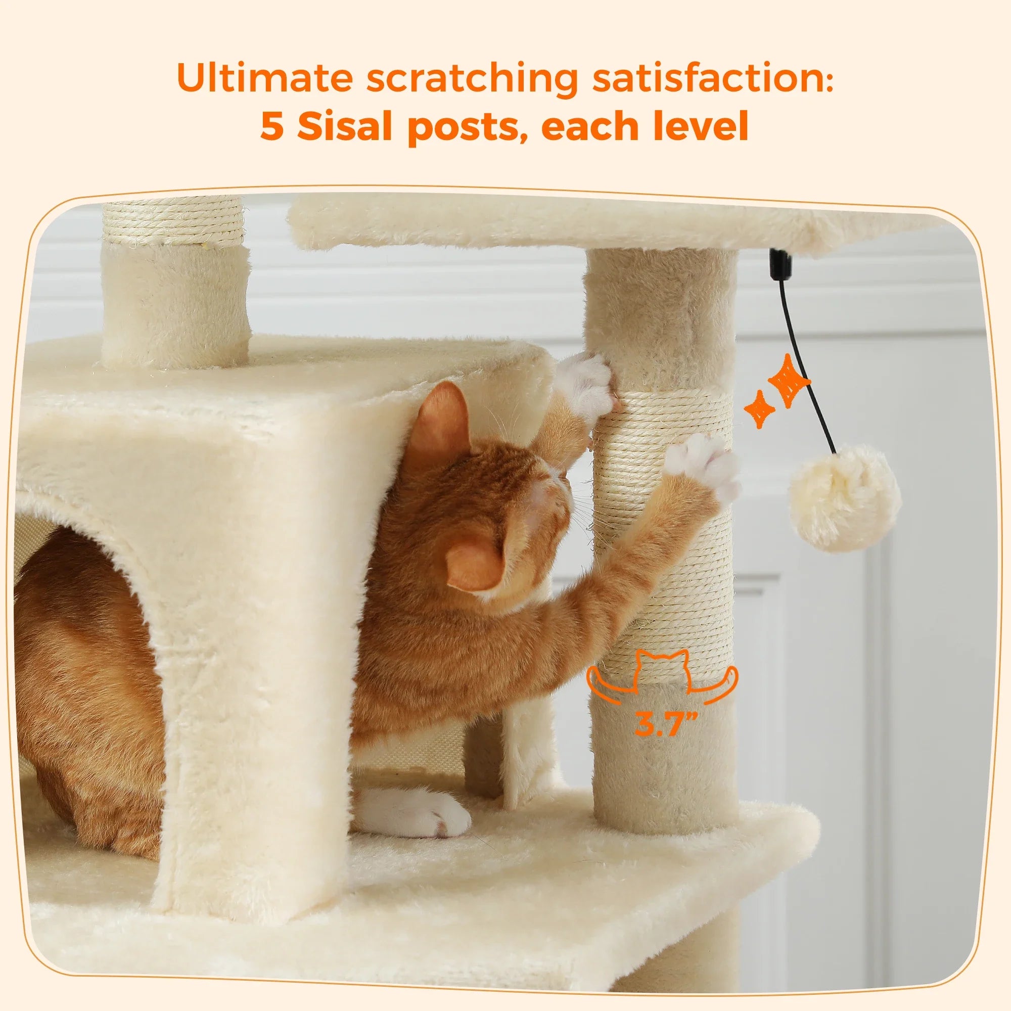 PAWZ Road 72" Large Cat Tree Tower with Hammock and Condo