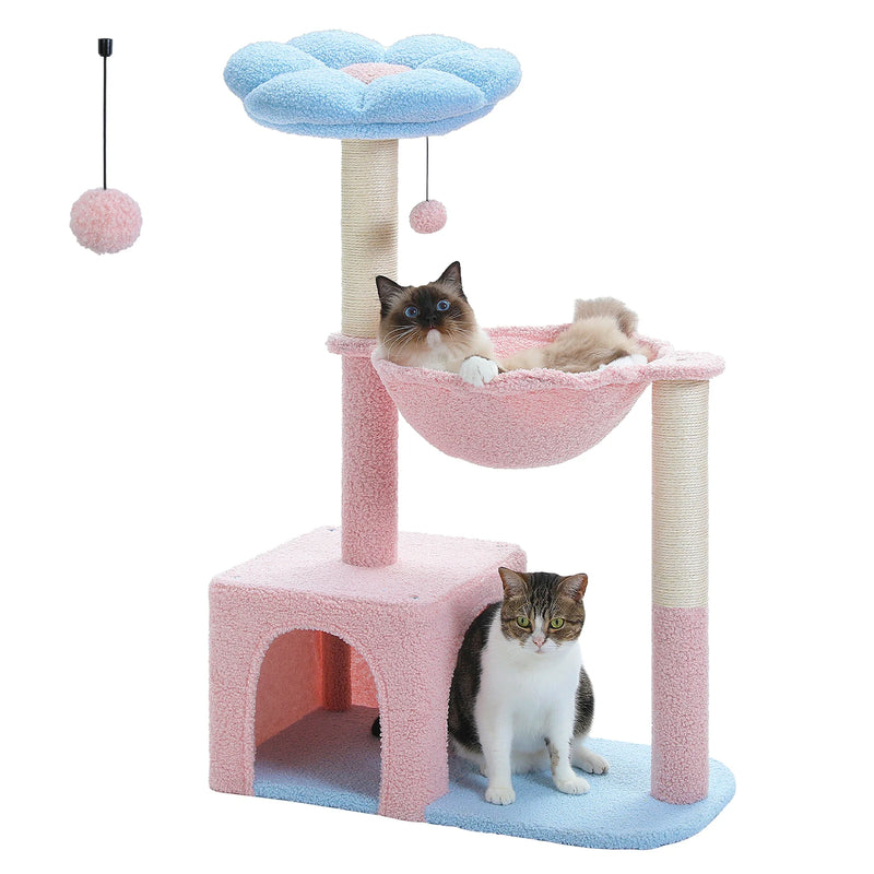 Petepela Flower Cat Tree - 89cm Tower with Hammock & Condo