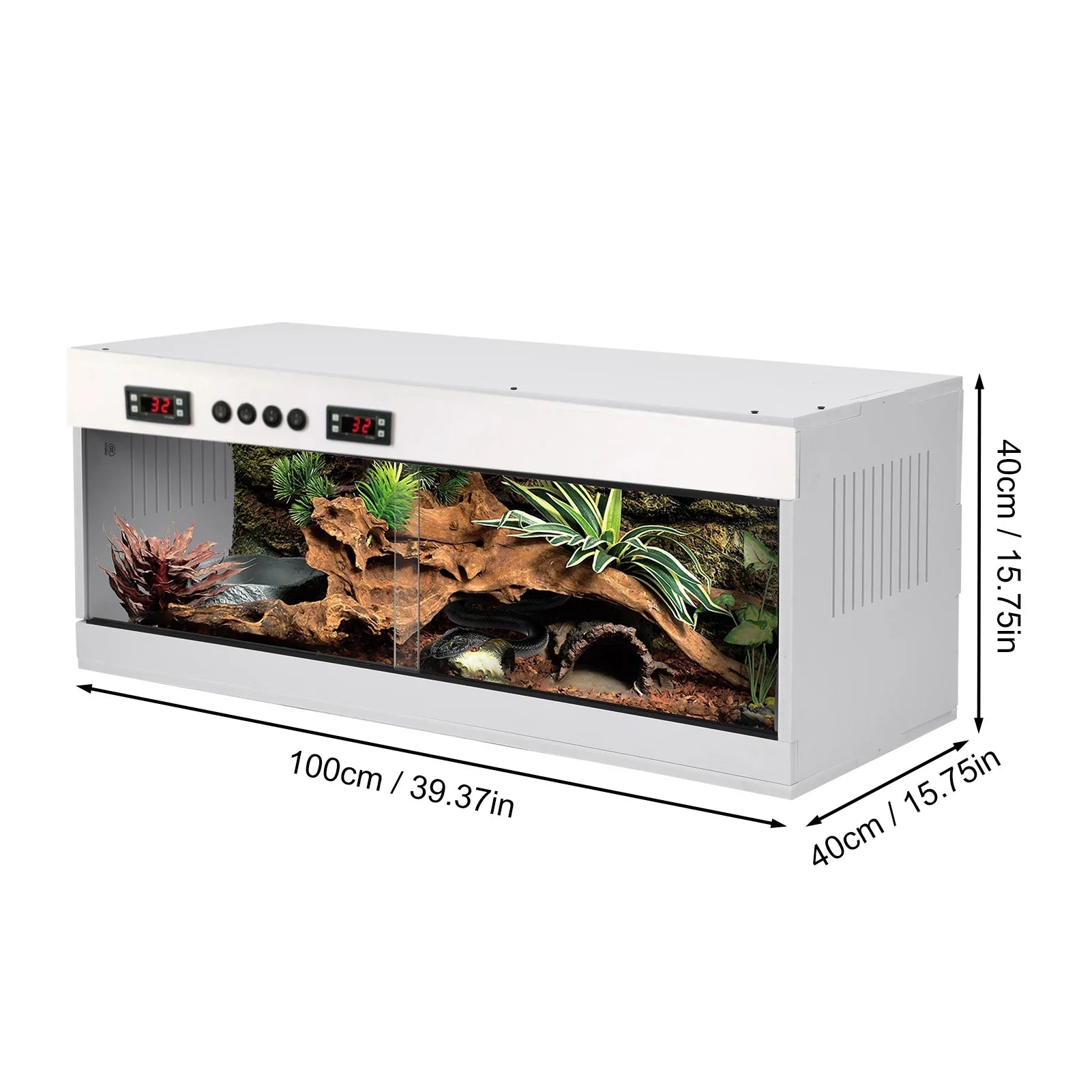 Stackable Reptile Terrarium, PVC Bearded Dragon Enclosure – Tempered Glass Tank for Amphibians Reptilians Arachnids Pets Habitat