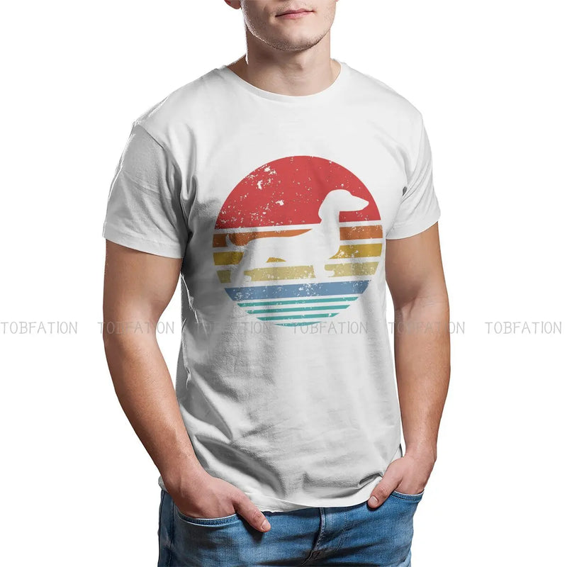 Dachshund Retro Sunset Daschund Unique Polyester TShirt Sausage Dog Comfortable Hip Hop Gift Idea  T Shirt Short Sleeve