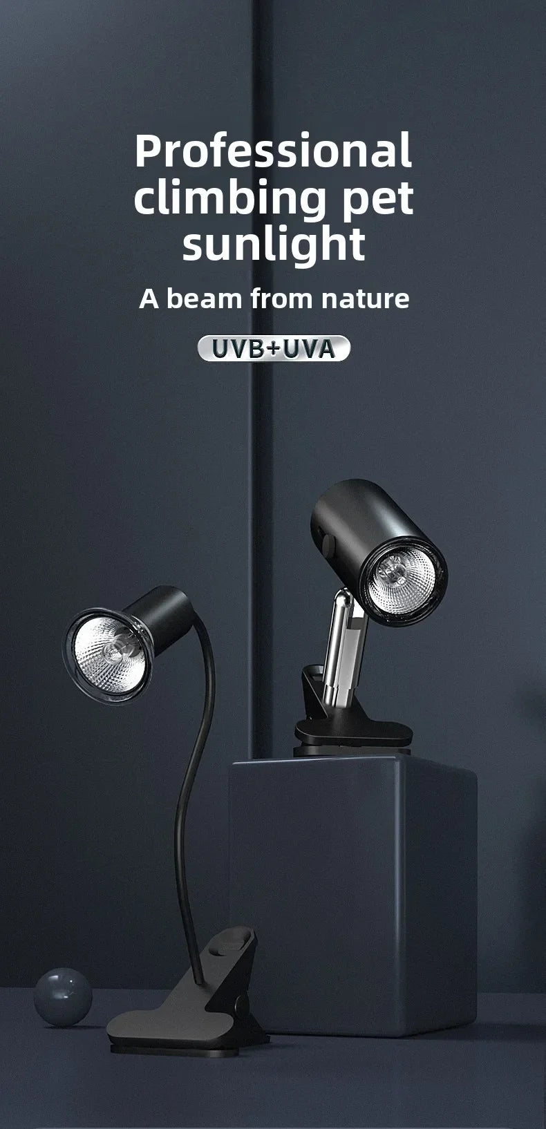 Reptile UVB Heating & Basking Light, Terrarium Insulation Lamp with Sterilization, Aquarium Sunlight Bulb for Reptile Tank