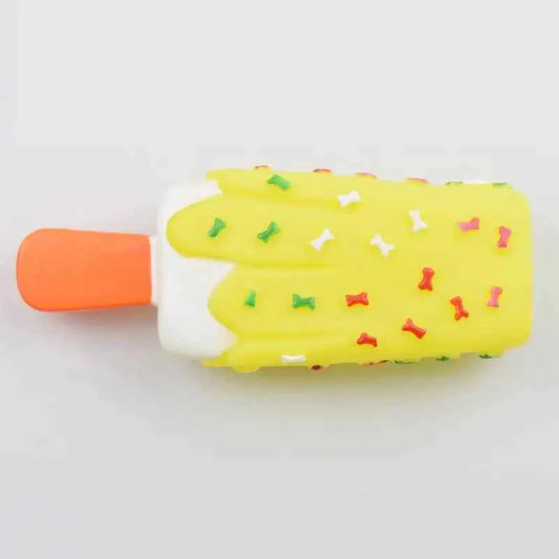 Dog Squeak Chew Toy - Plush Donut Burger Ice Cream Style