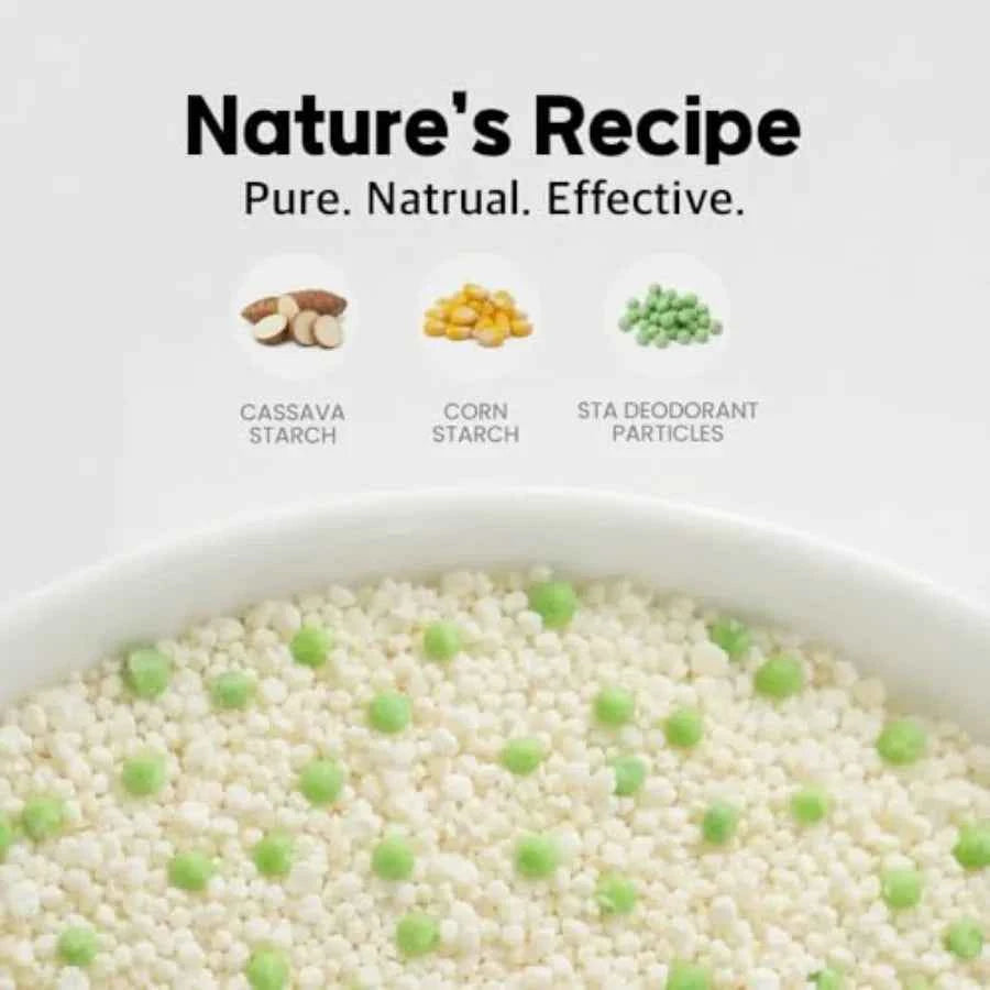 Cassava Cat Litter 100 Natural Eco-Friendly Fast Clumping for Kittens and Sensitive Cats Mixable with Clay Non-Stick No Odor No