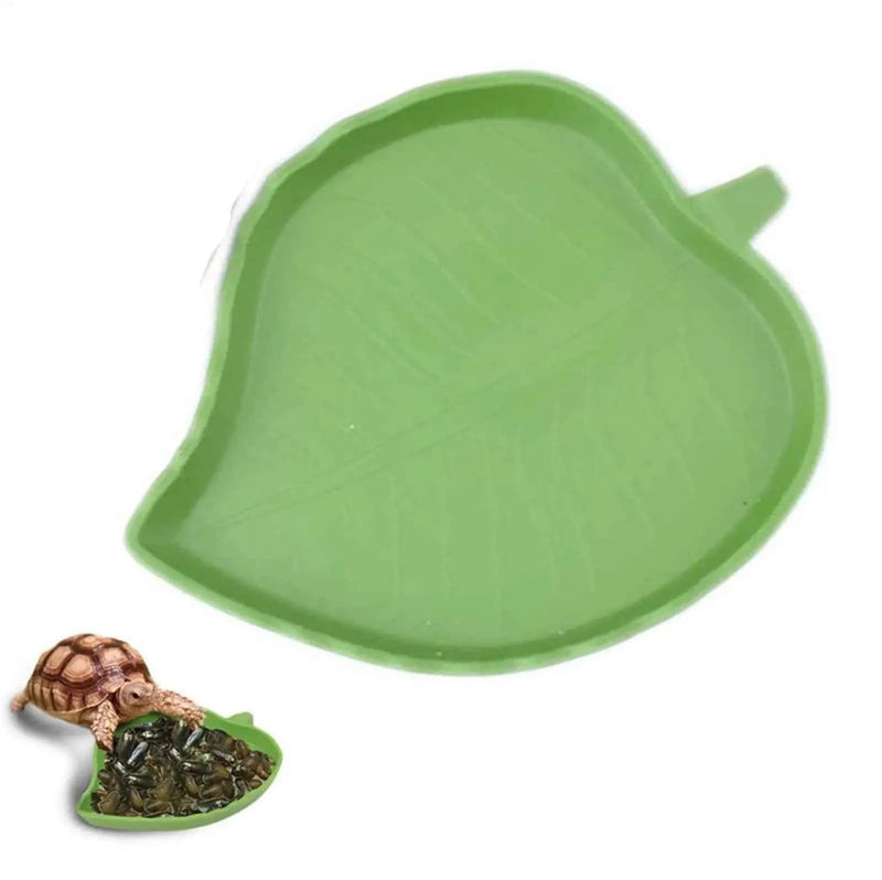 Reptile Leaf Shape Dish Flat Water Plate for Lizards Young Bearded Dragons Chameleon Small Snakes Water Plate for Turtle Lizards