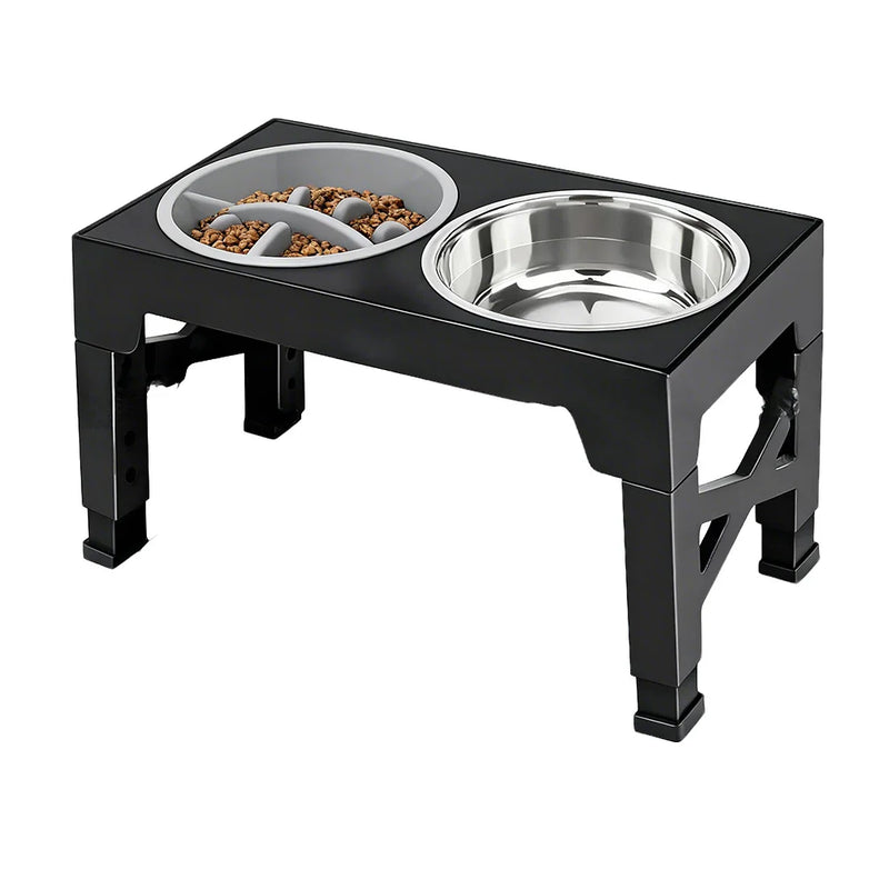 Adjustable Raised Dog Feeder with Double Stainless Steel Bowls