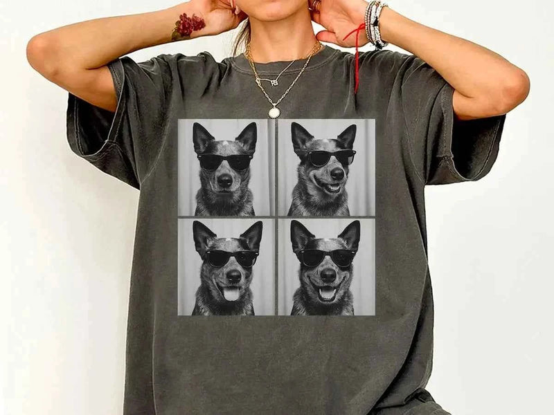 Blue Heeler Shirt, Photobooth Australian Cattle Dog Tshirt Summer unisex Loose and Breathable cotton T-shirt Top