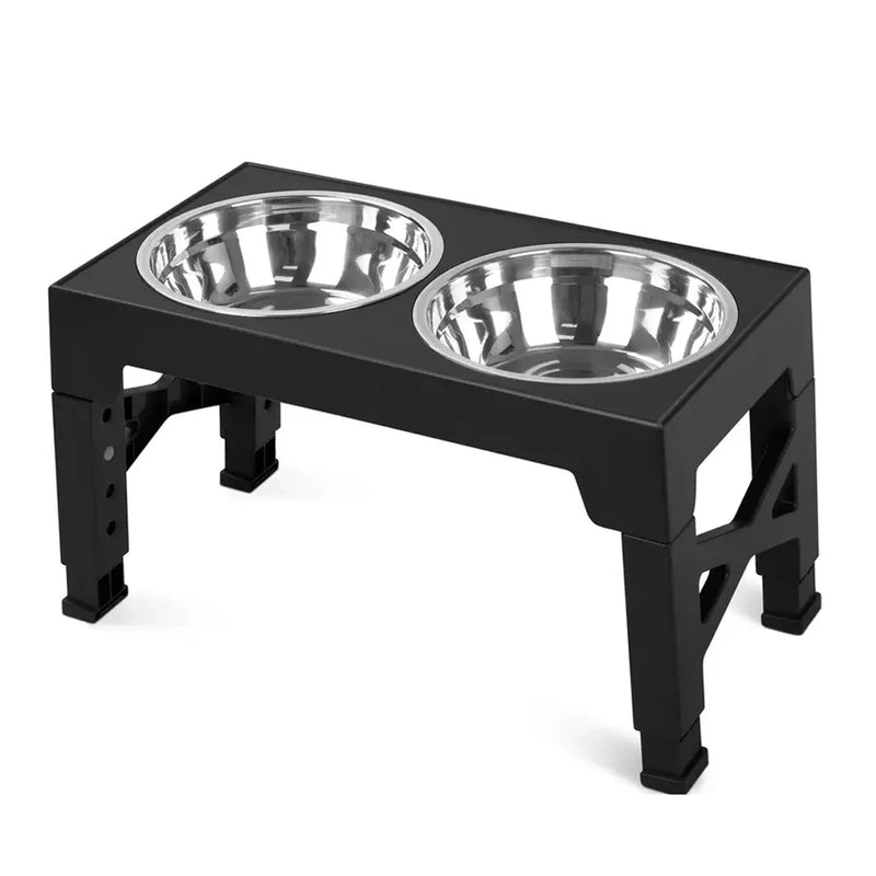 Adjustable Raised Dog Feeder with Double Stainless Steel Bowls